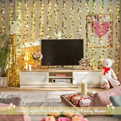 JMEXSUSS Vines with Fairy Lights for Bedroom, 300 LED Ivy Curtain Lights - color: Ivy, size: 9.8ft x 9.8ft - 300 LED