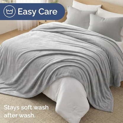 Ultra Soft Fleece Throw Blanket - College Dorm Room Essentials - Grey - color: 06 - Grey, size: Throw (50" x 60")