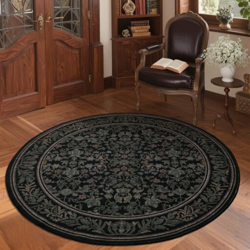 GarveeHome Round Rugs 4ft Washable Circle Rug for Living Room, Black - color: Black, size: 4' (Round)