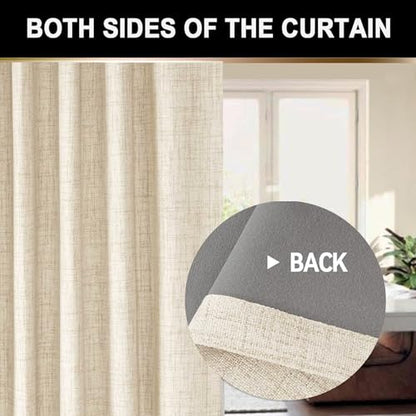 100% Blackout Shield Linen Textured Total Blackout Curtains 96 Inches Long - color: Alba | Butter Cream, size: 50"W x 96"L (Pack of 2)