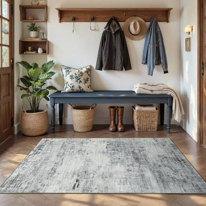 Toneed 3x5 Washable Non Slip Area Rugs for Bedroom Living Room, Grey - color: Light Neutral Gray, size: 3' x 5' (Rectangular)