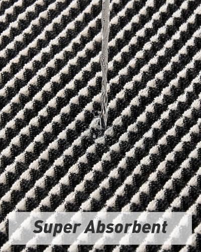Upgraded Waffle Bath Mat Ultra Absorbent Non Slip Bathroom Mat, 17" x 24" - color: Black & Cream, size: 17" x 24"