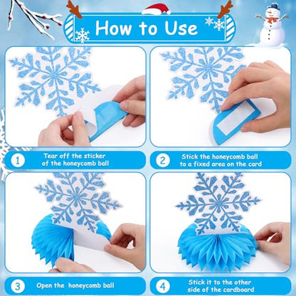 12 PCS Snowflake Honeycomb Centerpieces for Tables Frozen Birthday Party Decorations Snowflake Table Centerpieces Winter Wonderland Party Decorations for Christmas Holiday Baby Shower Supplies - style: Snowflake