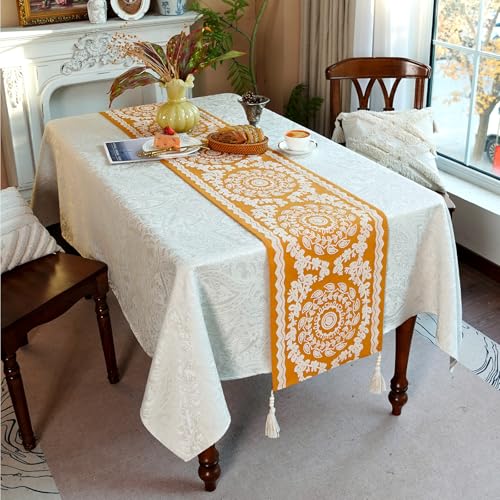 ARTABLE Ginger Boho Table Runner Wood Bead Tassel Dresser Scarf 14x60 Inch - color: Ginger, size: 14 x 60 Inch