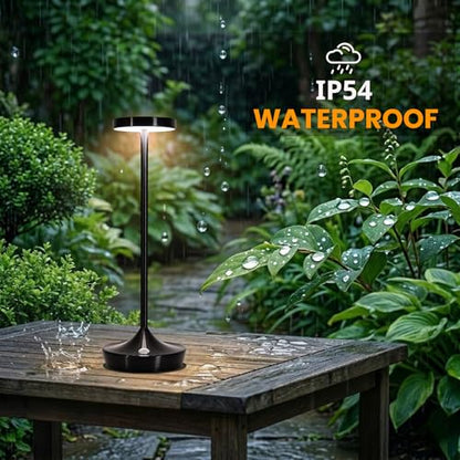 Cordless LED Table Lamps, Rechargeable 6000mAh, 72H Runtime, Waterproof - color: Black