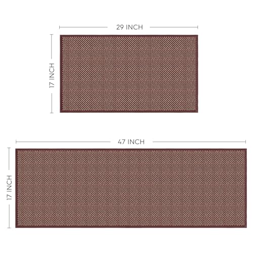 Artoid Mode Non-Slip Red Kitchen Rugs and Mats Set of 2-17x29 + 17x47 - color: Red, size: 17" x 29" /17" x 47"