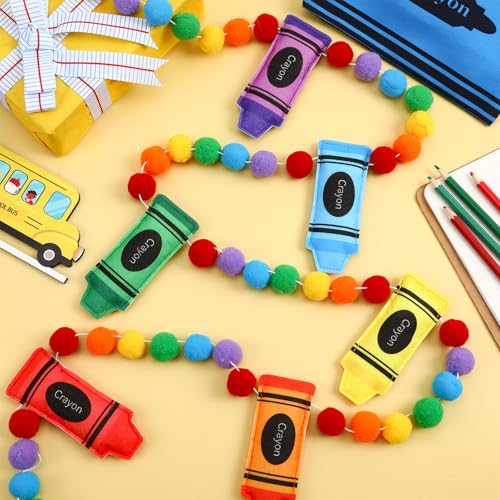 Jansun 8.2ft 3D Back to School Felt Crayon Pre-Strung Garland - color: Multicolor Crayon
