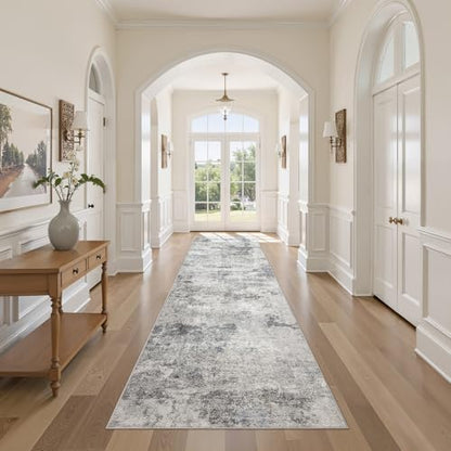 DMOYEST 3x10 Washable Runner Rug for Hallway Abstract Soft Carpet Runner - color: Grey Blue, size: 3' x 10' (Runner)