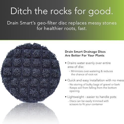 Drain Smart Planter Pot Filler & Drainage Insert – 3D Mesh Disc Replaces Rocks & Gravel – Keeps Soil in, Lets Water Drain Out – Reusable Liner for Indoor & Outdoor Pots (12" – 2 Pack) - size: 12" – 2 Pack
