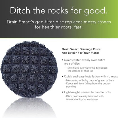 Drain Smart Planter Pot Filler & Drainage Insert – 3D Mesh Disc Replaces Rocks & Gravel – Keeps Soil in, Lets Water Drain Out – Reusable Liner for Indoor & Outdoor Pots (12" – 2 Pack) - size: 12" – 2 Pack