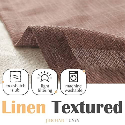 jinchan Kitchen Valance Curtain Double Layers, 50x16, 1 Panel, Brown - color: Double Layer | Brown, size: 50"W x 16"L (Pack of 1)
