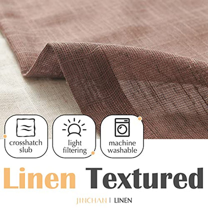 jinchan Kitchen Valance Curtain Double Layers, 50x16, 1 Panel, Brown - color: Double Layer | Brown, size: 50"W x 16"L (Pack of 1)