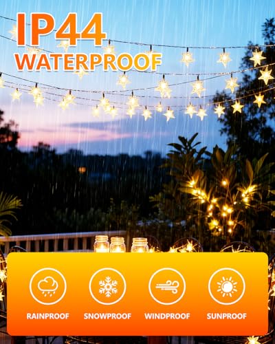Twinkle Star 2 Pack 100 LED Star String Lights, Warm White - color: *Warm White, size: 2Pack Star lights - 98 ft