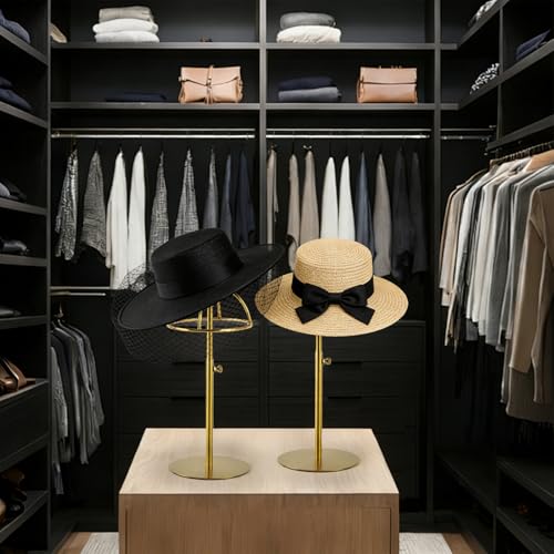 2 Pack Golden Hat Display Stand Adjustable Height 8.7-14.6 Inches