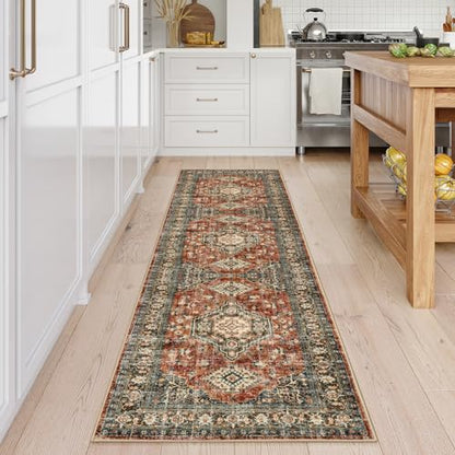 Lahome Oriental Hallway Runner Rug Non Slip, 2.5x8 Kitchen Washable Runner - color: Brick Red, size: 2.5' x 8' (Runner)
