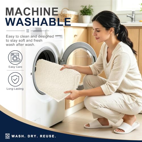 OLANLY Microfiber Bathroom Rugs 34x21, Ultra Soft Absorbent Bath Mat, White - color: White, size: 34" X 21"