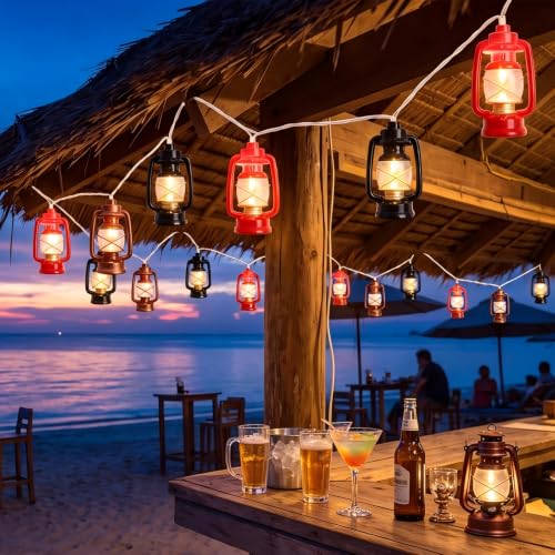 8.5 Ft Vintage Kerosene String Lights Outdoor with 10L Oil Lamp - color: Vintage Kerosene String Lights