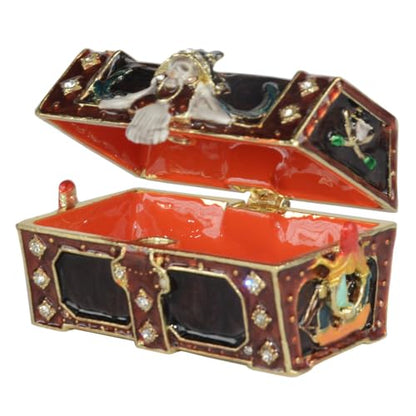 Pirate Treasure Box Trinket Box Jewelry Box Hand Painted Decorative Box with Hinged Lid Ring Earring Holder Table Figurine Collectible - color: Pirate Treasure Box