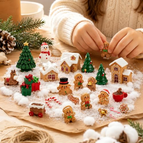 36 PCS Christmas Gingerbread Mini Figurines Tiny Resin Miniature Decoration - color: Christmas Gingerbread