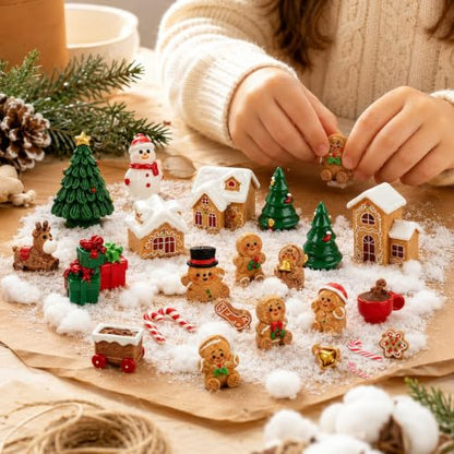 36 PCS Christmas Gingerbread Mini Figurines Tiny Resin Miniature Decoration - color: Christmas Gingerbread