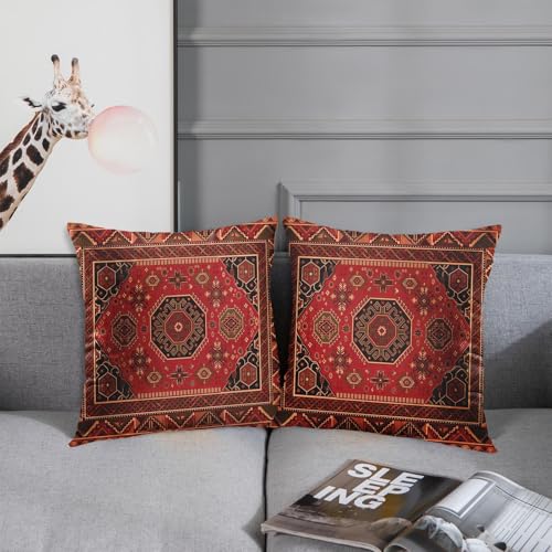 Britimes Throw Pillow Covers Set of 2, 18 x 18 Inch, Aztec Red - color: Ethnic Tribal 13, size: 18" x 18" (Pack of 2)