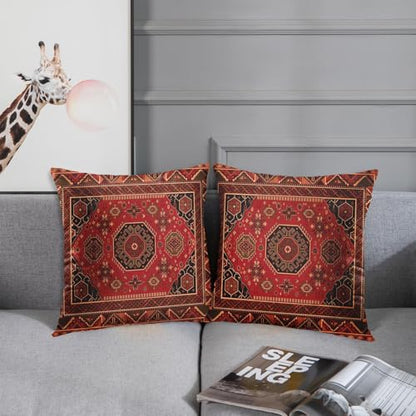 Britimes Throw Pillow Covers Set of 2, 18 x 18 Inch, Aztec Red - color: Ethnic Tribal 13, size: 18" x 18" (Pack of 2)