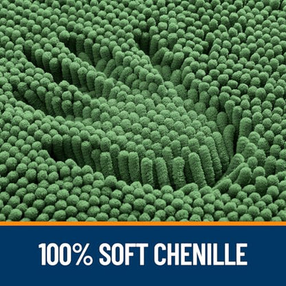OLANLY Toilet Rugs U-Shaped 20x20, Soft Absorbent Chenille Contour Rugs - color: Olive Green, size: 20" X 20" Contour Rug