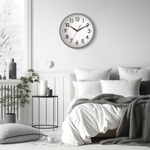 AKCISOT 10 Inch Wall Clock, Silent Battery Operated Analog Clock, Gray - color: F_gray, size: 10 Inch