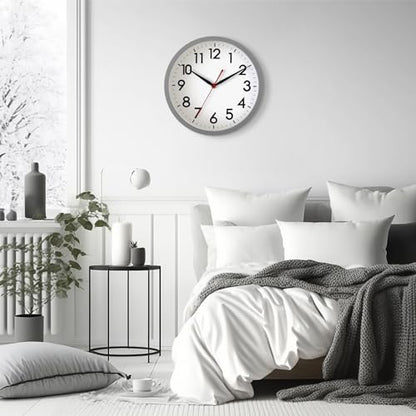 AKCISOT 10 Inch Wall Clock, Silent Battery Operated Analog Clock, Gray - color: F_gray, size: 10 Inch