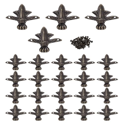24Pcs Antique Brass Box Legs Feet Corner Protectors with Screws - size: StyleB