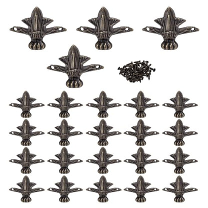 24Pcs Antique Brass Box Legs Feet Corner Protectors with Screws - size: StyleB