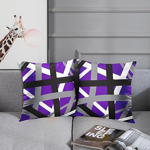 Emvency Throw Pillow Covers Set of 2, 18 x 18 Inch, Striped Retro Purple - color: Purple, size: 18" x 18" (Pack of 2)