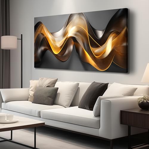 Ouzzlie Abstract Wall Art Gold Art for Office - color: Grayish gold, size: 59"L x 29"W