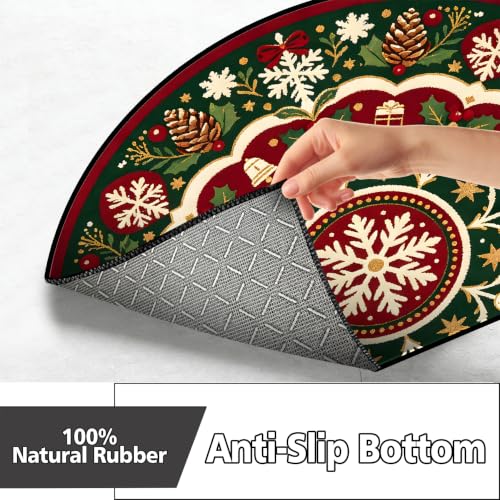 Christmas Half Round Door Mat 24"x36", Non-Slip Indoor Entryway Rug - color: Multicolor-13