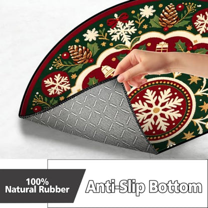 Christmas Half Round Door Mat 24"x36", Non-Slip Indoor Entryway Rug - color: Multicolor-13