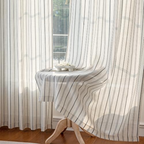 MYSKY HOME Black Striped Curtains 90 Inches Long for Living Room 2 Pieces - color: Black, size: 50"W x 90"L (Pack of 2)