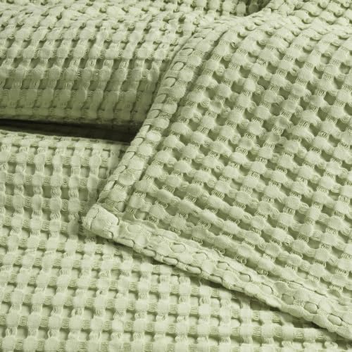 Threadmill Waffle Swaddle Blanket, Rayon Derived from Bamboo, Sage Green - color: Sage Green, size: Swaddle (41" x 37")