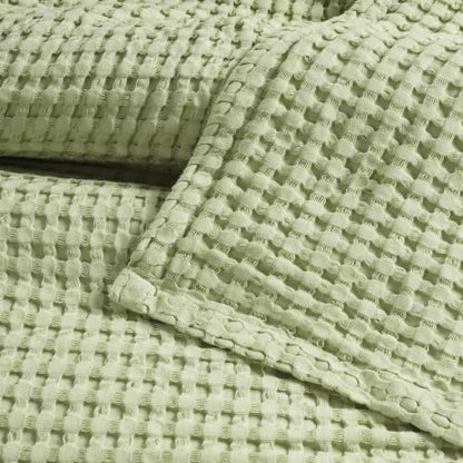 Threadmill Waffle Swaddle Blanket, Rayon Derived from Bamboo, Sage Green - color: Sage Green, size: Swaddle (41" x 37")