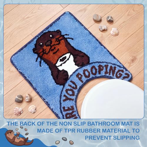 Drydiet U Shaped Toilet Rug Washable Cute Bath Mat 24x20,Sea Otter - style: Sea Otter