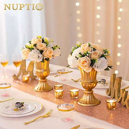 NUPTIO Flower Balls Wedding Table Centerpieces, Peachy Champagne & White - color: Peachy Champagne & White, size: 2 Pcs
