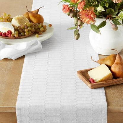 Martha Stewart Honeycomb Modern Farmhouse Reversible Table Runner, White, 15"x72" - color: White