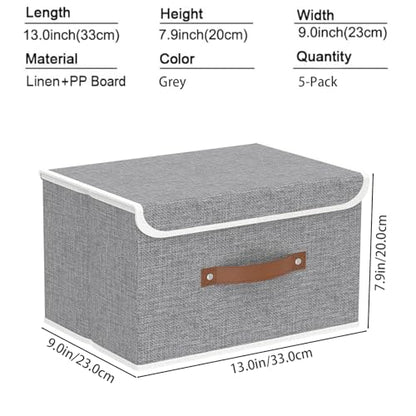 Yawinhe Collapsible Storage Bins,Grey,13.0x9.0x7.9in,5-Pack - color: Grey, size: M/(5 Pack)