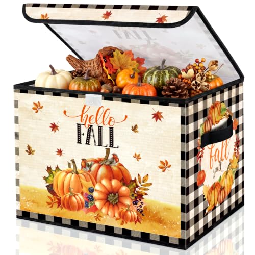 Briwooody Fall Pumpkin Storage Bin with Lid and Carrying Handle Storage Box - style: Pumpkin