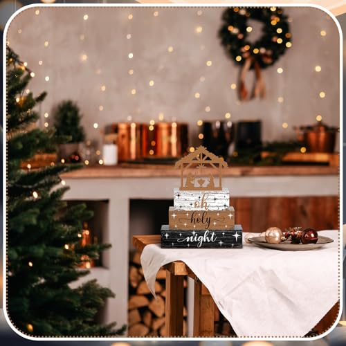 Geelin 4 Pcs Christmas Nativity Scene Table Wooden Decorations - style: Jesus