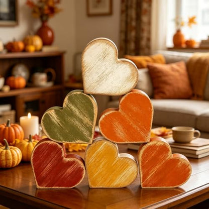 Wooden Hearts Fall Decor, Fall Decorations for Home - style: Fall Heart
