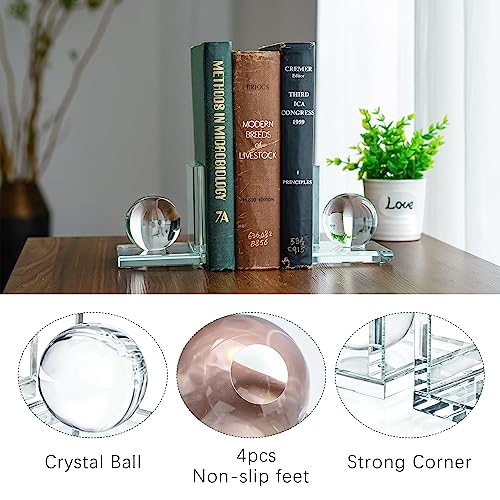 1 Pair Crystal Bookends with Crystal Ball for Heavy Books - color: Ball