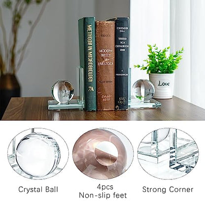 1 Pair Crystal Bookends with Crystal Ball for Heavy Books - color: Ball