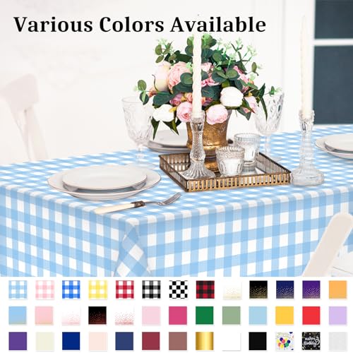 Mulbozy 2 Pcs Blue Gingham Tablecloth 54×108in, Blue Checkered Table Cloth - color: Checkered-light Blue, size: 54" X 108" Rectangle