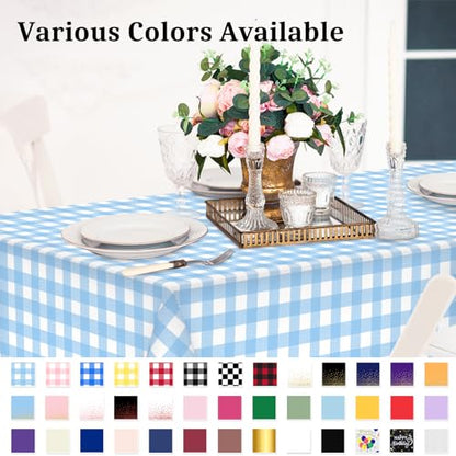 Mulbozy 2 Pcs Blue Gingham Tablecloth 54×108in, Blue Checkered Table Cloth - color: Checkered-light Blue, size: 54" X 108" Rectangle