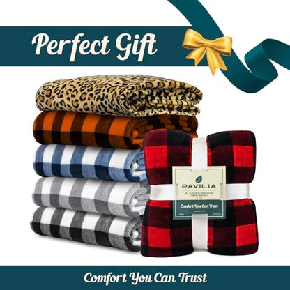 PAVILIA Buffalo Check Fleece Throw Blanket | Blue White Checkered Plaid Flannel Blanket | Soft Velvet Lightweight Microfiber Blanket for Bed Couch Sofa | 60x80 Inches Checker Navy - color: Checker Navy, size: 60 x 80 Inches - Twin